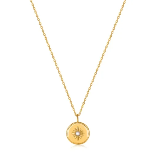 Ania Haie "Gold Mother Of Pearl Sun Pendant" Necklace