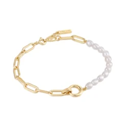 Ania Haie "Gold Pearl Chunky Link Chain" Bracelet