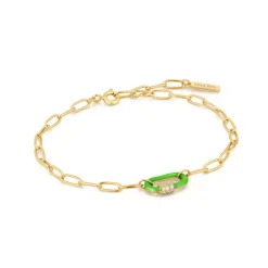 Ania Haie "Neon Green Enamel Carabiner" Bracelet