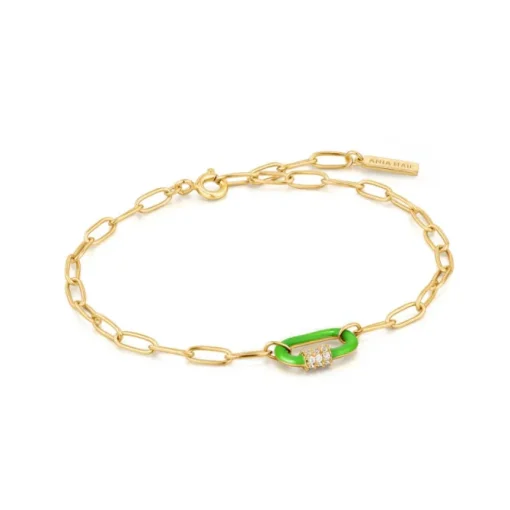 Ania Haie "Neon Green Enamel Carabiner" Bracelet