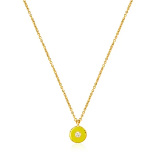 Ania Haie "Neon Yellow Enamel Disc" Necklace