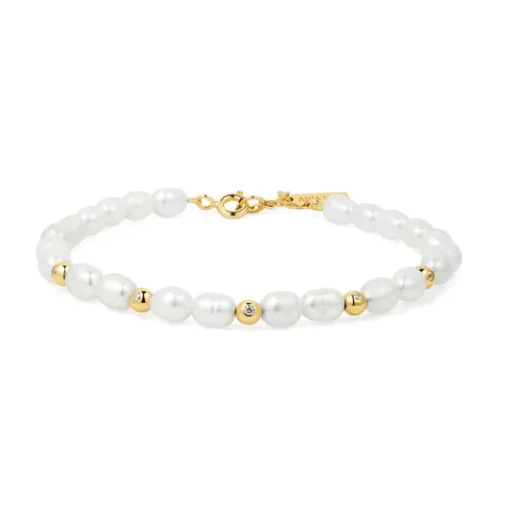 Ania Haie "Pearl and White CZ Bezel Set" Bracelet