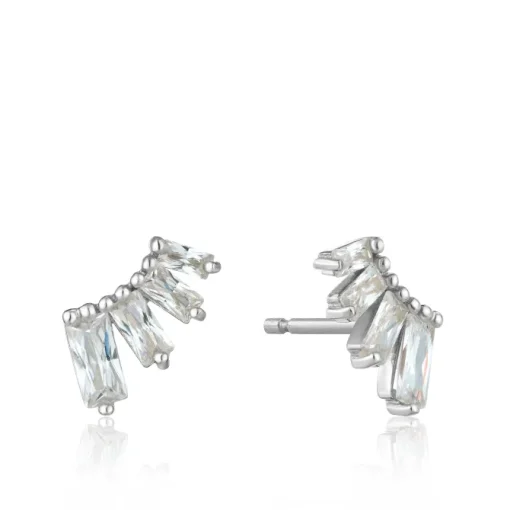 ANIA HAIE "SILVER GLOW BAR" STUD EARRINGS