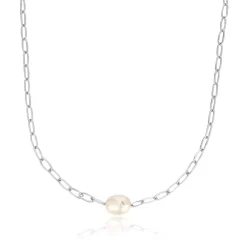 Ania Haie "Silver Pearl Sparkle Chunky Chain" Necklace