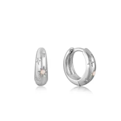 Ania Haie "Silver Starry Kyoto Opal Huggie Hoop" Earrings