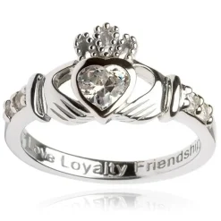 Claddagh April Birthstone Ring