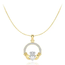 Claddagh 9CT Gold Plated CZ Necklace