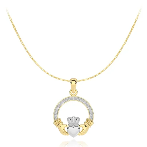 Claddagh 9CT Gold Plated CZ Necklace