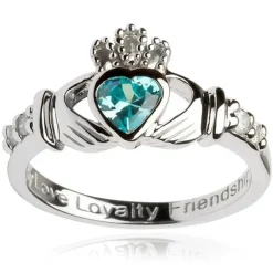 Claddagh March Birthstone Ring
