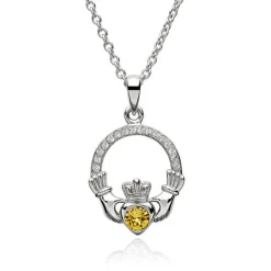 Claddagh November Birthstone Necklace