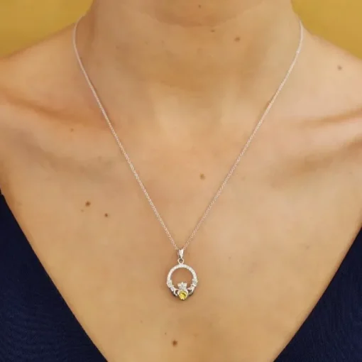 Claddagh November Birthstone Necklace