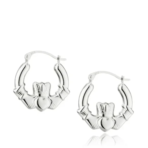 CLADDAGH SILVER CREOLE EARRINGS