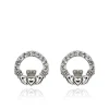 Claddagh Sterling Silver White Crystal Stud Earrings