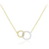 9CT 2-COLOUR GOLD AND LINKED-RINGS ADJUSTABLE NECKLACE