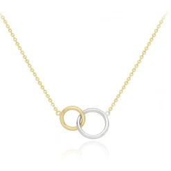 9CT 2-COLOUR GOLD AND LINKED-RINGS ADJUSTABLE NECKLACE