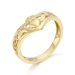 9ct Gold Claddagh Ring with Celtic Knot