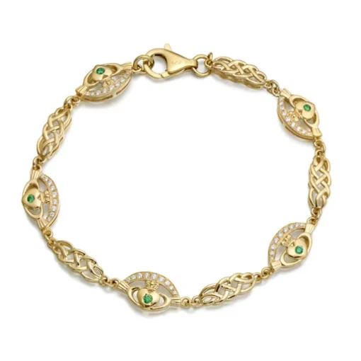 9ct Gold CZ Claddagh Bracelet