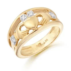 9ct Gold CZ Claddagh Ring