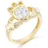 9ct Gold CZ Claddagh Ring
