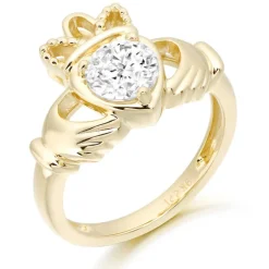 9ct Gold CZ Claddagh Ring