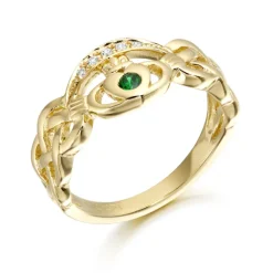 9ct Gold CZ Claddagh Ring with MicroPave Stone setting