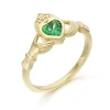 9ct Gold CZ Emerald Claddagh Ring