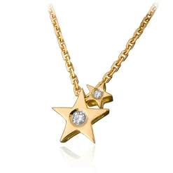 9CT GOLD DOUBLE STARS DIAMOND NECKLACE