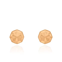 9CT ROSE GOLD DIAMOND CUT OCTAGONAL STUD EARRINGS