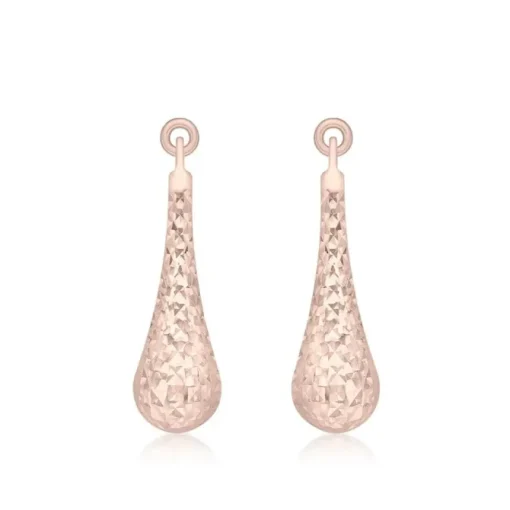 9CT ROSE GOLD DIAMOND CUT TEARDROP EARRINGS