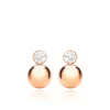 9CT ROSE GOLD ROUND CZ AND BALL DROP EARRINGS