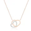 9ct ROSE GOLD TWO COLOURED LINKED CZ HEART NECKLACE