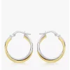 9ct 2-Tone Gold Crossover Hoop Creole Earrings