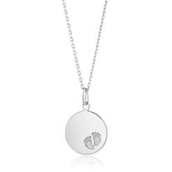 9ct White Gold Baby Footprint Necklace