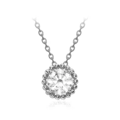 9ct White Gold CZ Halo Adjustable Necklace