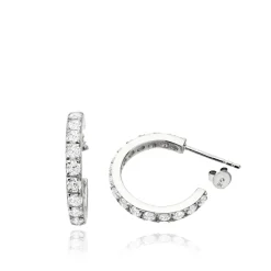 9CT WHITE GOLD CZ HOOP EARRINGS