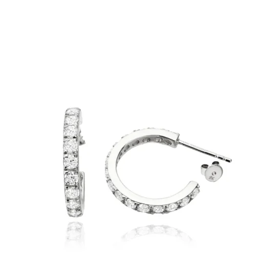 9CT WHITE GOLD CZ HOOP EARRINGS