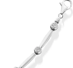 9ct White Gold CZ Tennis Bracelet With Bezel Set Stone Setting