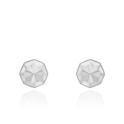 9CT WHITE GOLD DIAMOND CUT OCTAGONAL STUD EARRINGS