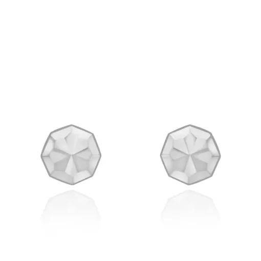9CT WHITE GOLD DIAMOND CUT OCTAGONAL STUD EARRINGS