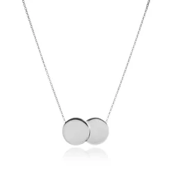9CT WHITE GOLD DOUBLE-DISC ADJUSTABLE NECKLACE
