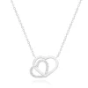 9ct WHITE GOLD LINKED CZ HEART NECKLACE