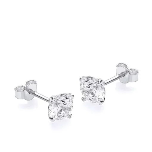 9ct White Gold 8mm Round CZ Stud Earrings