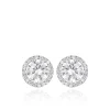 9CT WHITE GOLD ROUND CZ AND PAVE SET STUD EARRINGS
