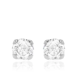 9CT WHITE GOLD ROUND CZ STUD EARRINGS