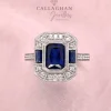 9ct WHITE GOLD SAPPHIRE & CZ RING