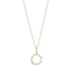 9ct Yellow Gold Baguette Stone Circle Pendant