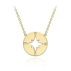 9CT YELLOW GOLD CUTOUT COMPASS NECKLACE