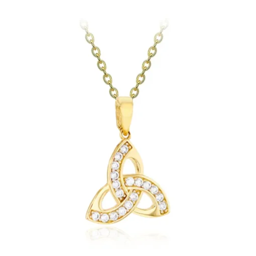 9CT Yellow Gold CZ CELTIC Necklace
