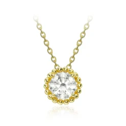 9ct Yellow Gold CZ Halo Adjustable Necklace
