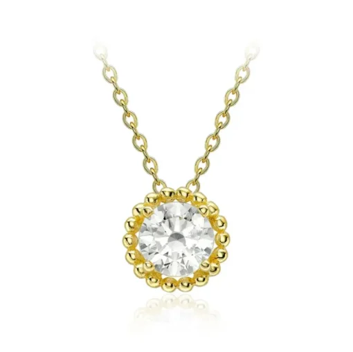 9ct Yellow Gold CZ Halo Adjustable Necklace
